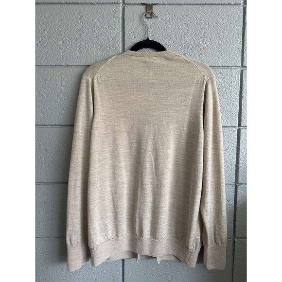 Women's Muji 100% Wool Crew Neck Cardigan Sweater size XL Quiet Luxury Preppy - Picture 4 of 5